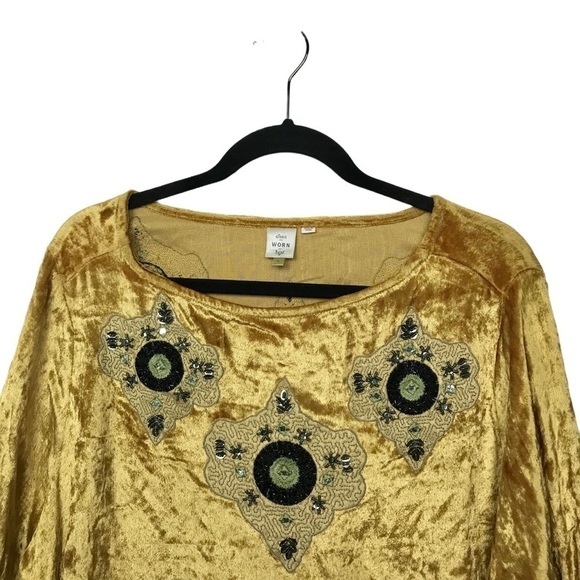 Seen Worn Kept Anthropologie Carina Velvet Embroidered Blouse NWT Size 1X - Picture 4 of 12